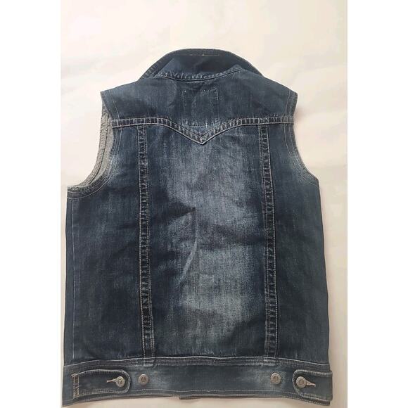 BARE FOX Denim Vest Men M Blue Retro Gorpcore Goth Cowboy Western Outdoor Y2K - Picture 4 of 11